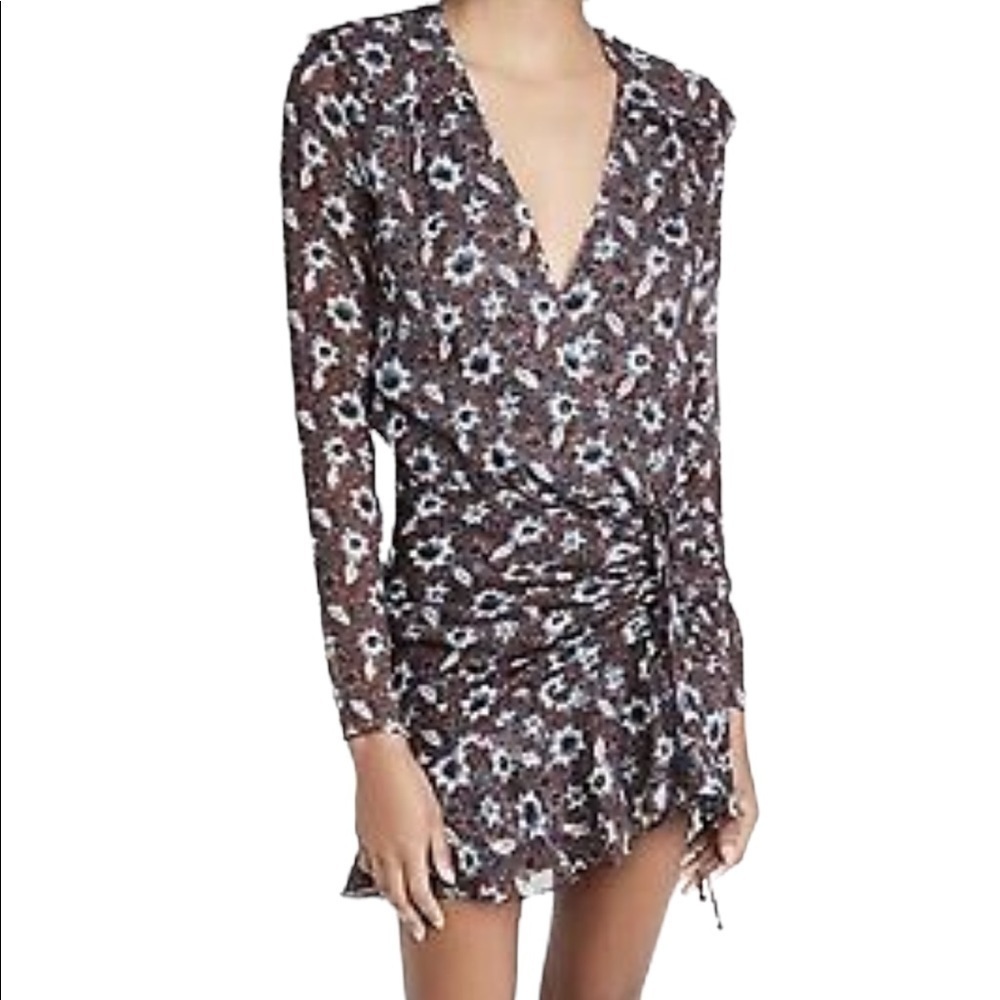 Veronica Beard Anjali Silk Floral Ruffled Ruched Mini Dress Boho NEW - Picture 5 of 16